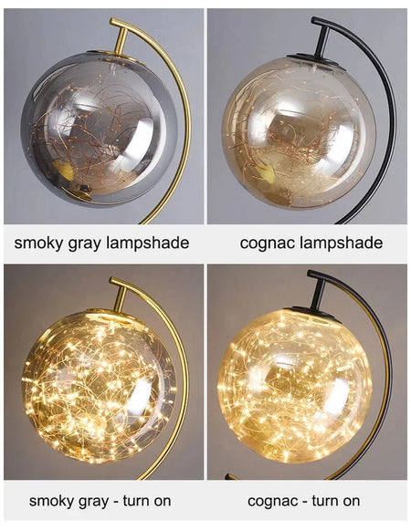 Luminaire Lampadaire design élégant en Verre Noir et Or – Référence : Marceau1873-ILLUMEEN.COM