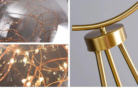 Luminaire Lampadaire design élégant en Verre Noir et Or – Référence : Marceau1873-ILLUMEEN.COM