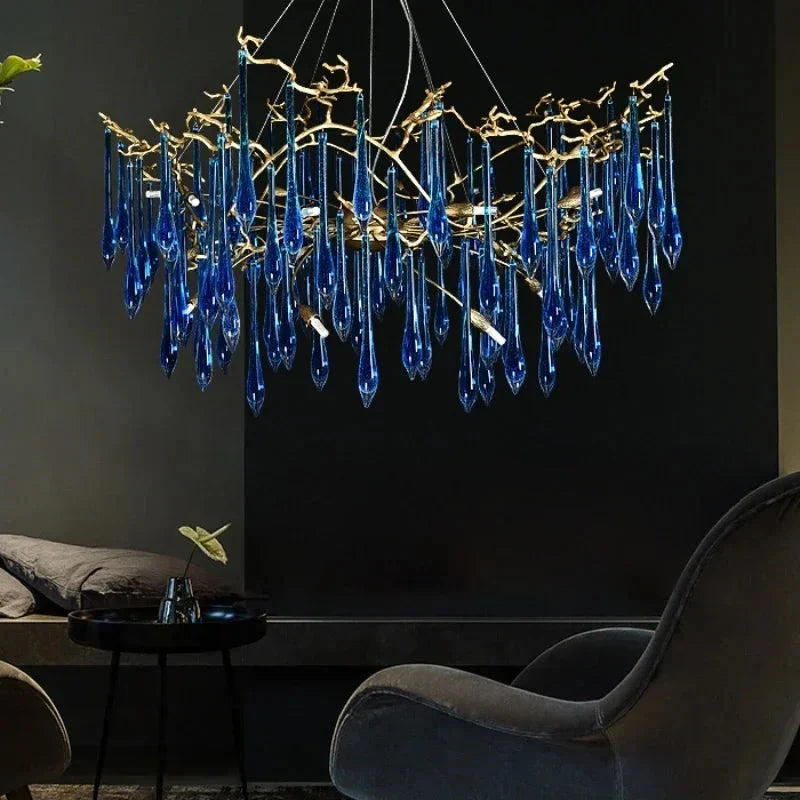 Luminaire Lustre cristal bleu luxueux – Référence : Zélia8367-ILLUMEEN.COM