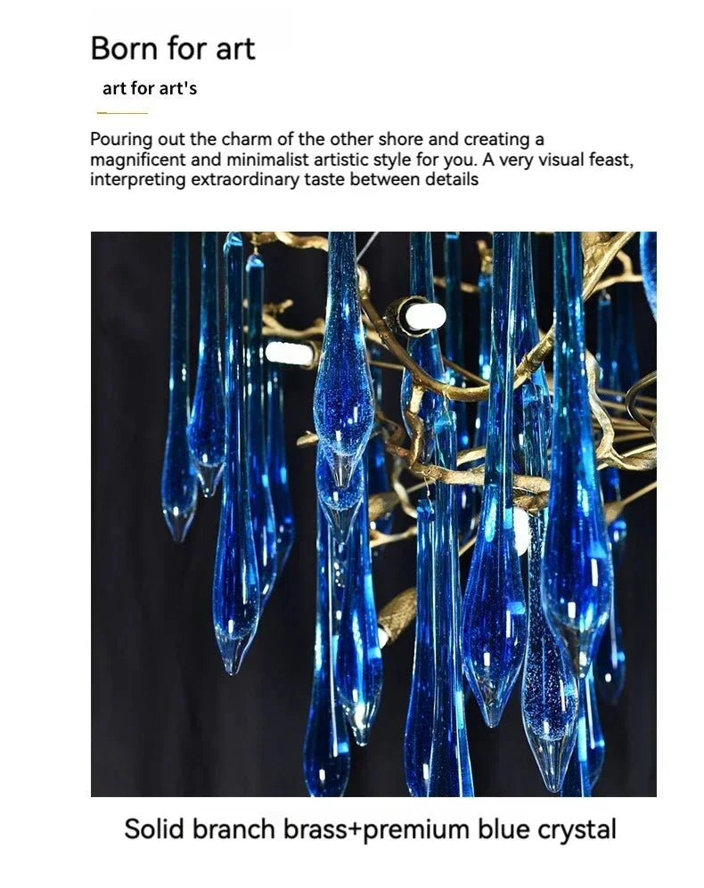 Luminaire Lustre cristal bleu luxueux – Référence : Zélia8367-ILLUMEEN.COM