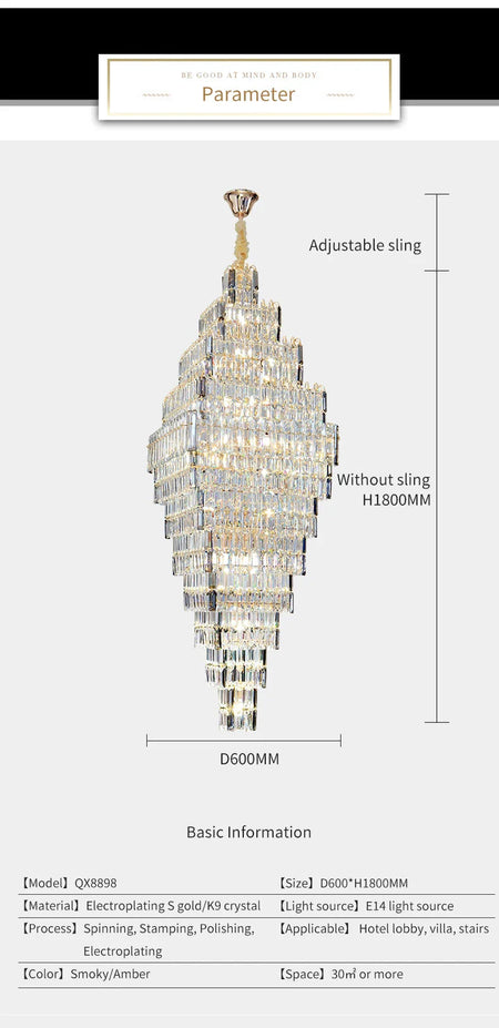 Luminaire Lustre design aérien en cristal – Référence : Elowen3847-ILLUMEEN.COM