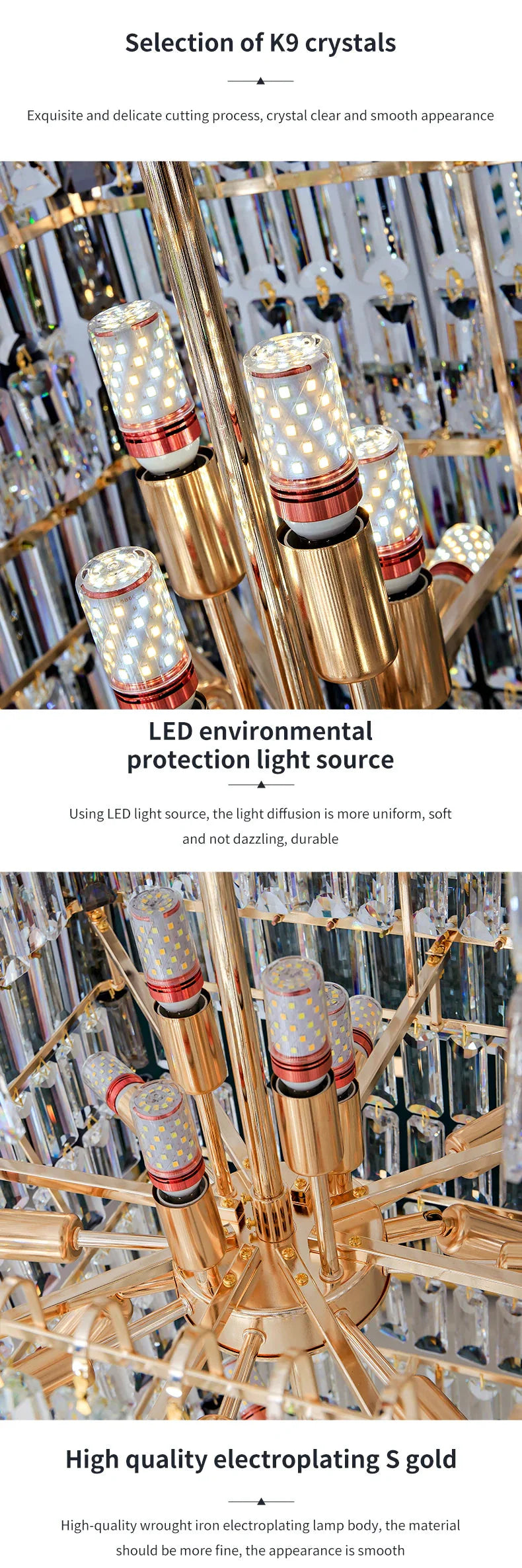 Luminaire Lustre design aérien en cristal – Référence : Elowen3847-ILLUMEEN.COM