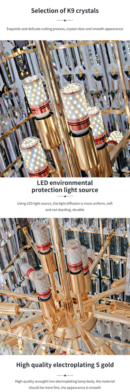 Luminaire Lustre design aérien en cristal – Référence : Elowen3847-ILLUMEEN.COM