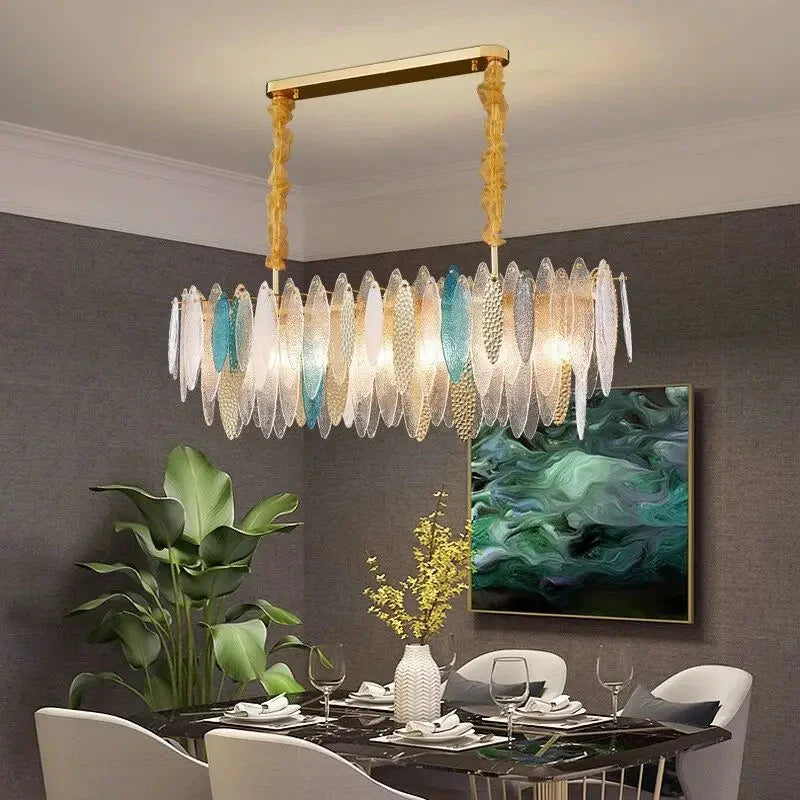 Luminaire Lustre élégance contemporaine au verre ondulé – Référence : Elowen5372-ILLUMEEN.COM