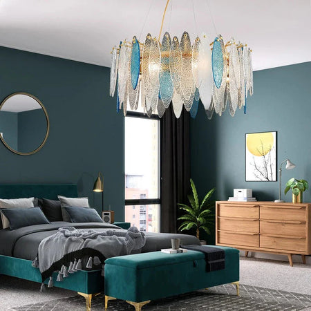 Luminaire Lustre élégance contemporaine au verre ondulé – Référence : Elowen5372-ILLUMEEN.COM