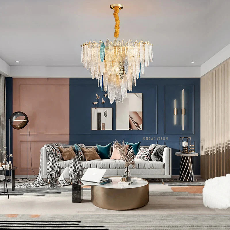 Luminaire Lustre élégance contemporaine au verre ondulé – Référence : Elowen5372-ILLUMEEN.COM