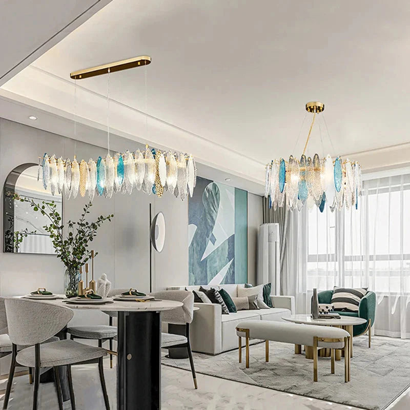 Luminaire Lustre élégance contemporaine au verre ondulé – Référence : Elowen5372-ILLUMEEN.COM