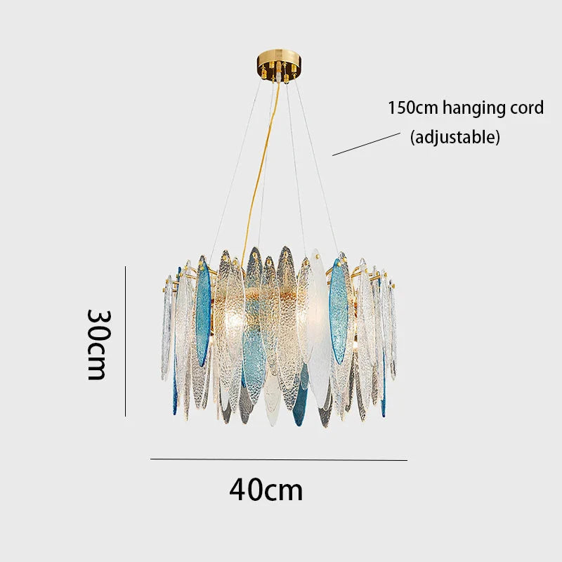 Luminaire Lustre élégance contemporaine au verre ondulé – Référence : Elowen5372-ILLUMEEN.COM