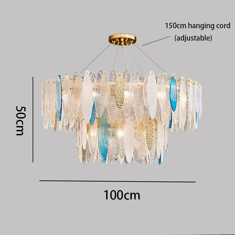 Luminaire Lustre élégance contemporaine au verre ondulé – Référence : Elowen5372-ILLUMEEN.COM