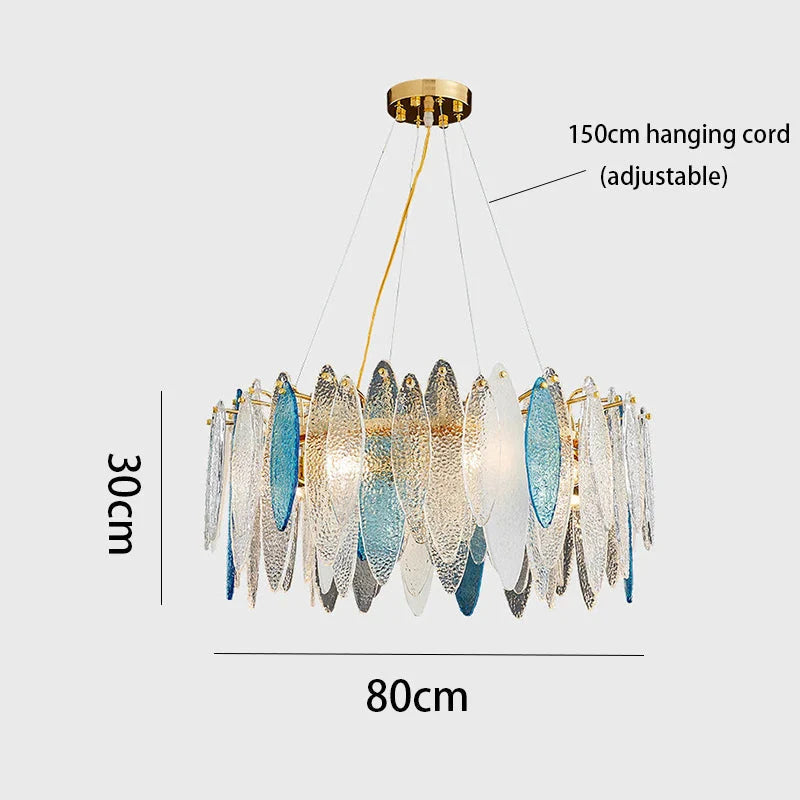 Luminaire Lustre élégance contemporaine au verre ondulé – Référence : Elowen5372-ILLUMEEN.COM