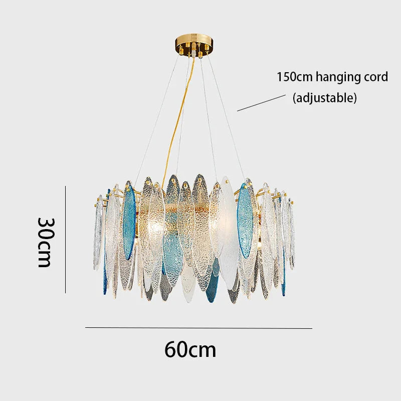 Luminaire Lustre élégance contemporaine au verre ondulé – Référence : Elowen5372-ILLUMEEN.COM