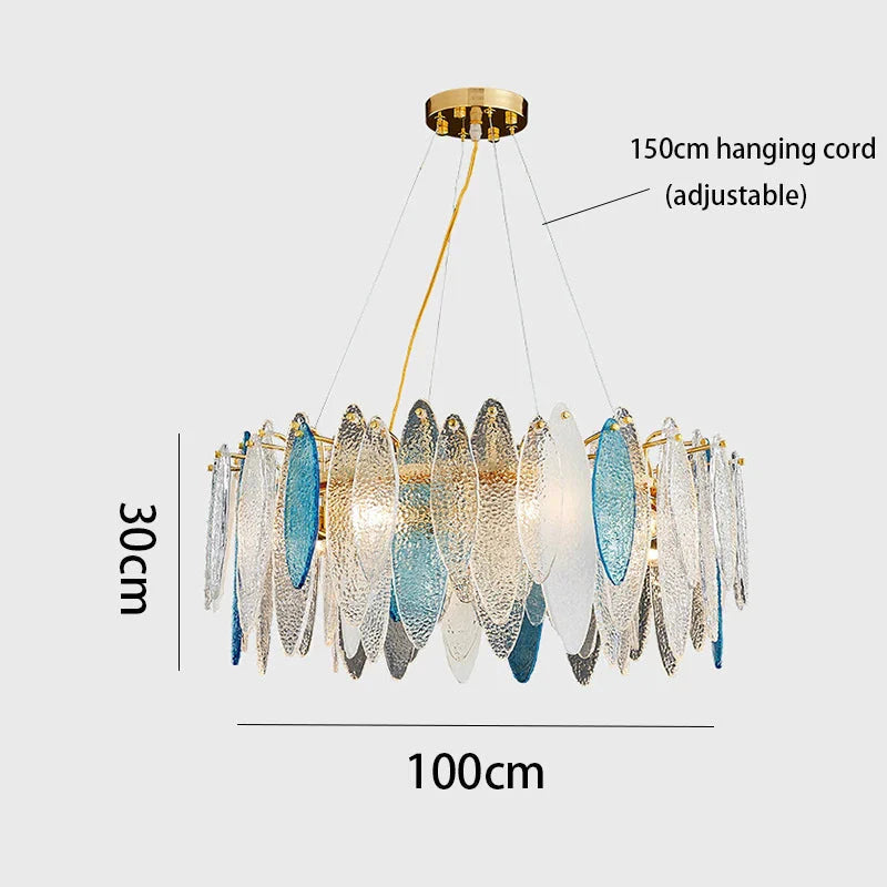 Luminaire Lustre élégance contemporaine au verre ondulé – Référence : Elowen5372-ILLUMEEN.COM