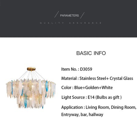 Luminaire Lustre élégance contemporaine au verre ondulé – Référence : Elowen5372-ILLUMEEN.COM