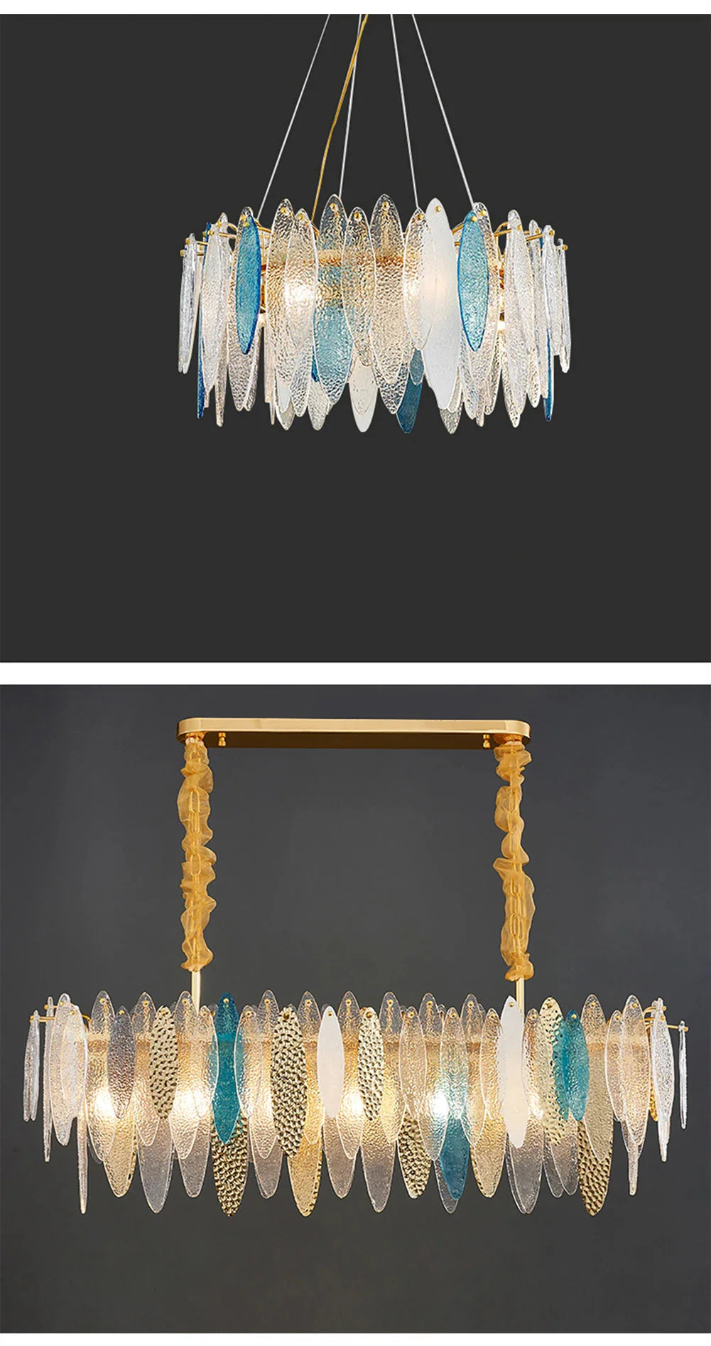 Luminaire Lustre élégance contemporaine au verre ondulé – Référence : Elowen5372-ILLUMEEN.COM