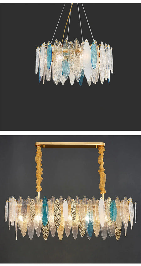 Luminaire Lustre élégance contemporaine au verre ondulé – Référence : Elowen5372-ILLUMEEN.COM