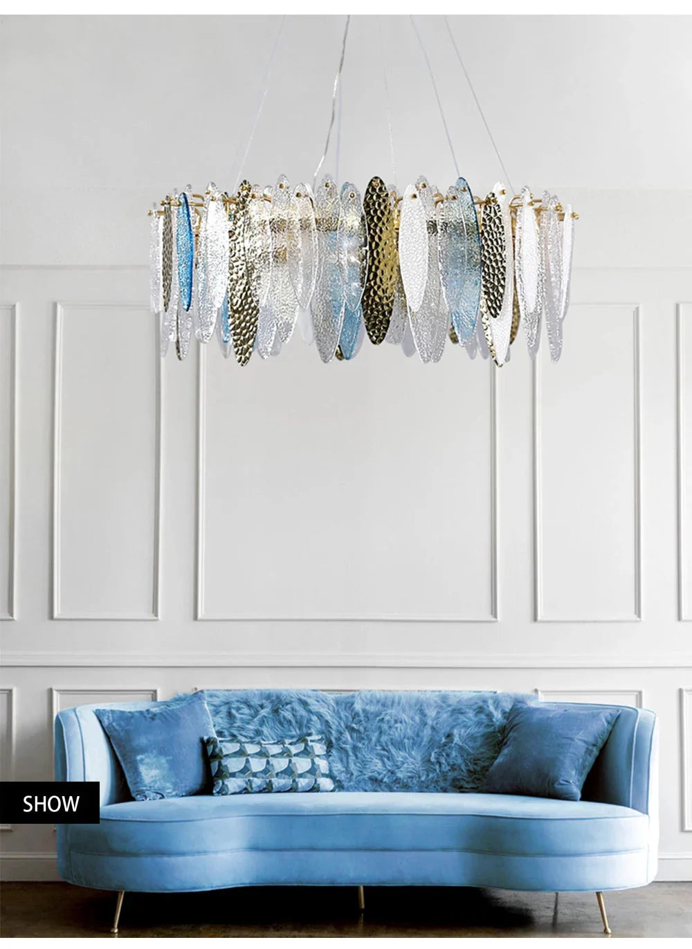 Luminaire Lustre élégance contemporaine au verre ondulé – Référence : Elowen5372-ILLUMEEN.COM