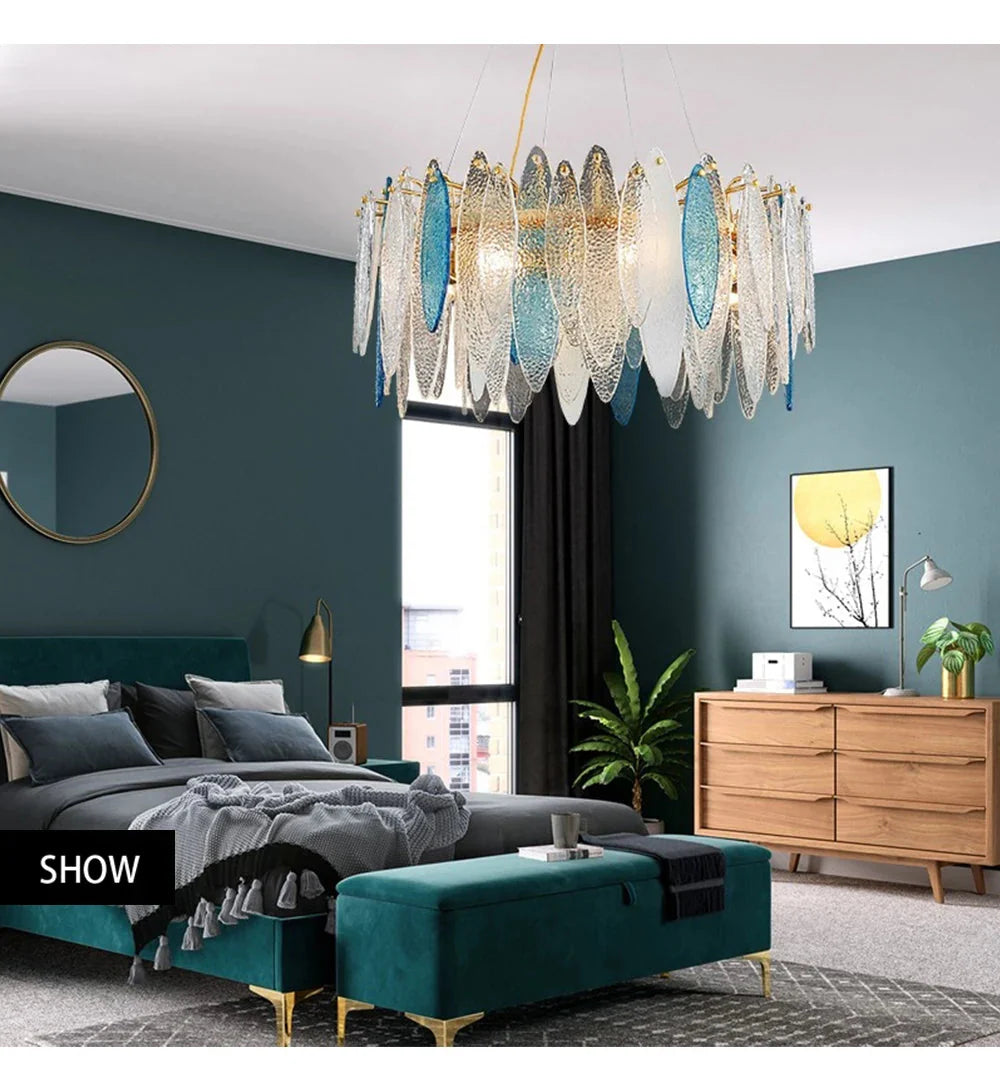 Luminaire Lustre élégance contemporaine au verre ondulé – Référence : Elowen5372-ILLUMEEN.COM