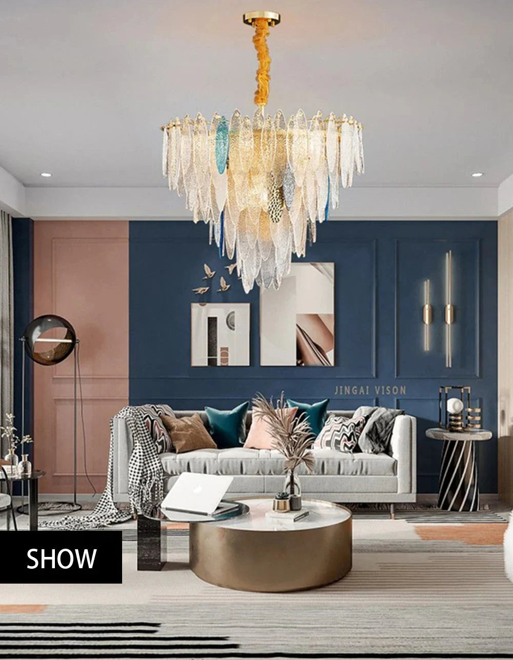 Luminaire Lustre élégance contemporaine au verre ondulé – Référence : Elowen5372-ILLUMEEN.COM