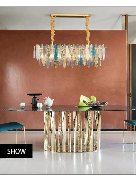 Luminaire Lustre élégance contemporaine au verre ondulé – Référence : Elowen5372-ILLUMEEN.COM