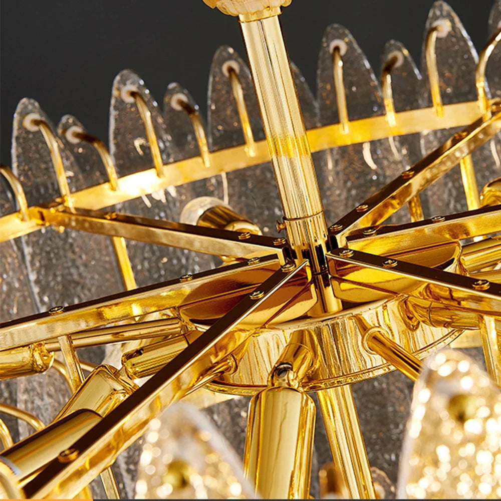 Luminaire Lustre élégance contemporaine au verre ondulé – Référence : Elowen5372-ILLUMEEN.COM