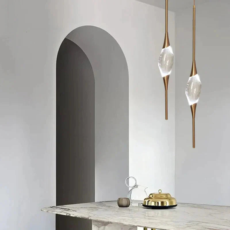 Luminaire Suspension cristal translucide et cuivre – Référence : Mariel3752-ILLUMEEN.COM