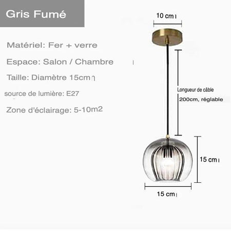 Luminaire Suspension verre transparent avec accents dorés – Référence : Ilyan4732-ILLUMEEN.COM