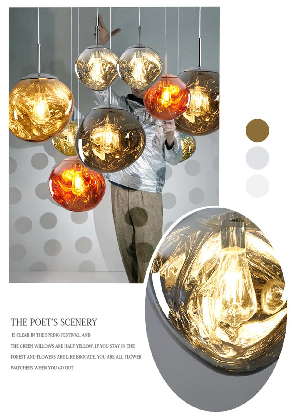 Luminaire Suspension design contemporain en cuivre – Référence : Nélia5823-ILLUMEEN.COM