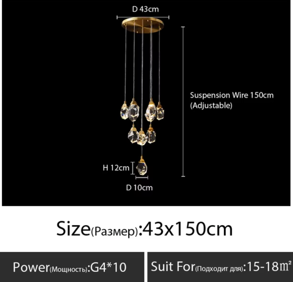 Luminaire Lustre design aérien en verre – Référence : Melian3845-ILLUMEEN.COM