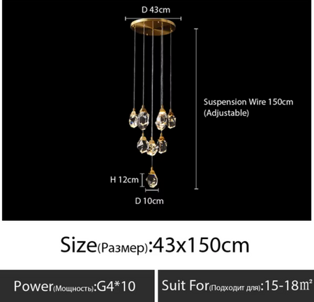 Luminaire Lustre design aérien en verre – Référence : Melian3845-ILLUMEEN.COM