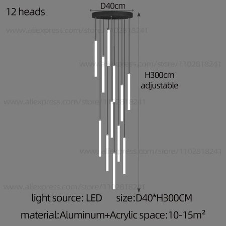 Luminaire Lustre design aérien en acrylique – Référence : Elowen3841-ILLUMEEN.COM