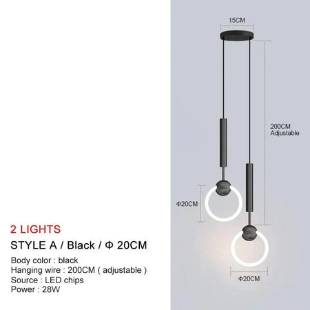 Luminaire Suspension design contemporain en métal noir – Référence : Nyssa4823-ILLUMEEN.COM