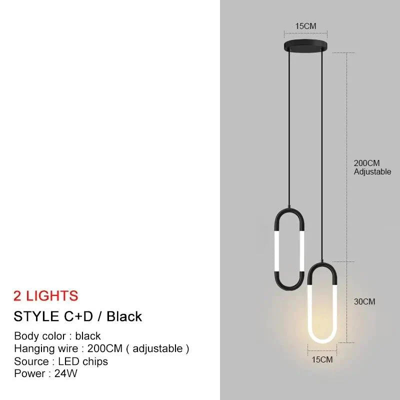 Luminaire Suspension design contemporain en métal noir – Référence : Nyssa4823-ILLUMEEN.COM