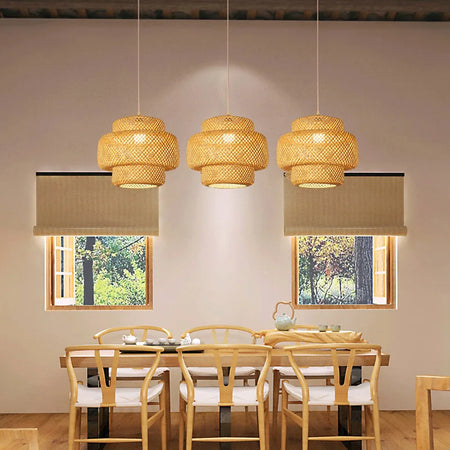 Luminaire Suspension finition bambou naturel – Référence : Winda4523-ILLUMEEN.COM