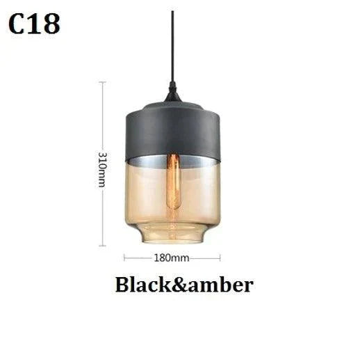 Luminaire Suspension finition en bois noir et verre ambré – Référence : Cyris4832-ILLUMEEN.COM