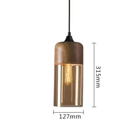 Luminaire Suspension finition en bois noir et verre ambré – Référence : Cyris4832-ILLUMEEN.COM