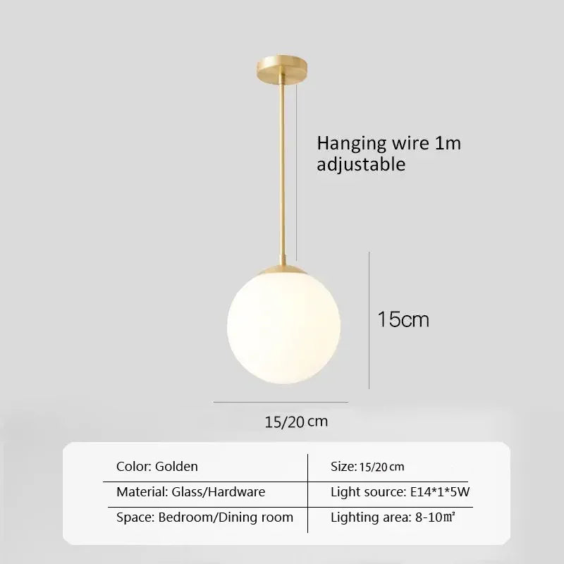Luminaire Suspension finition dorée en boule – Référence : Joran5647-ILLUMEEN.COM