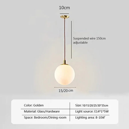 Luminaire Suspension finition dorée en boule – Référence : Joran5647-ILLUMEEN.COM