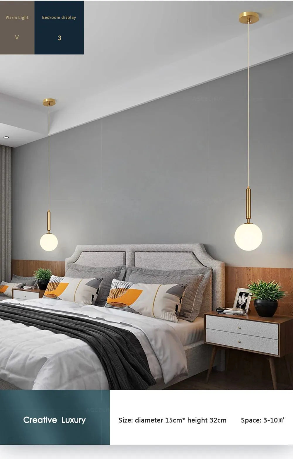 Luminaire Suspension finition dorée en boule – Référence : Joran5647-ILLUMEEN.COM