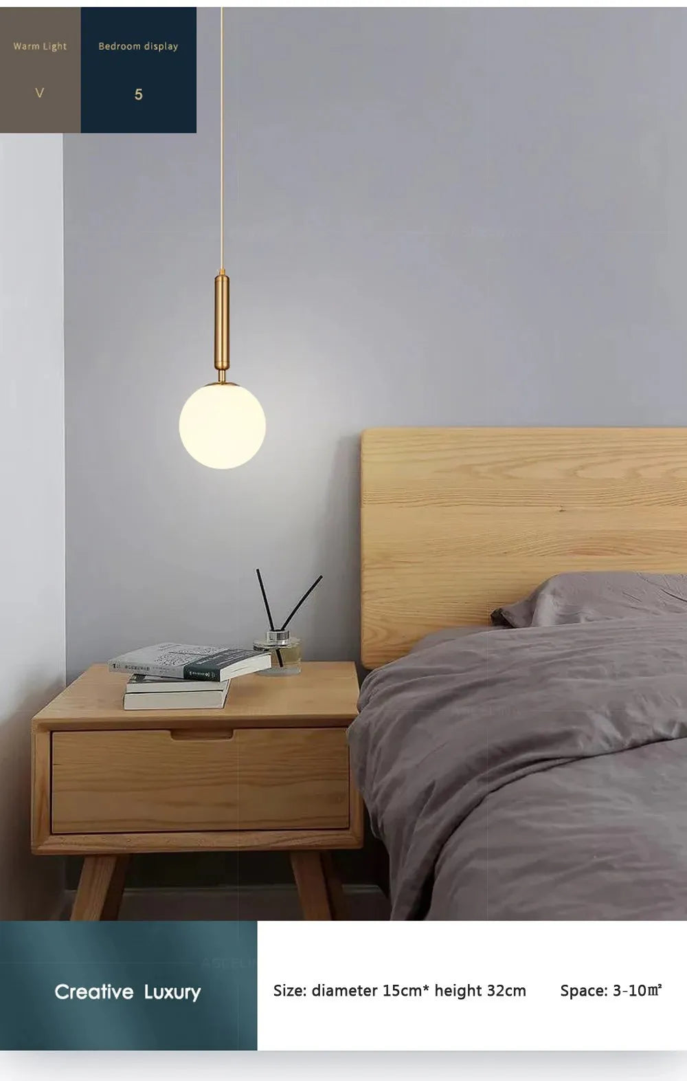 Luminaire Suspension finition dorée en boule – Référence : Joran5647-ILLUMEEN.COM