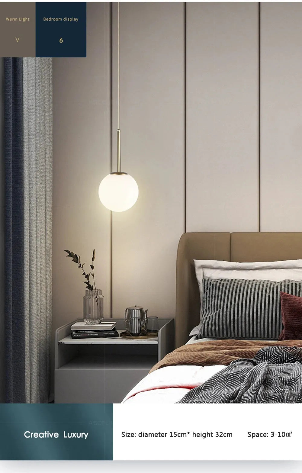 Luminaire Suspension finition dorée en boule – Référence : Joran5647-ILLUMEEN.COM