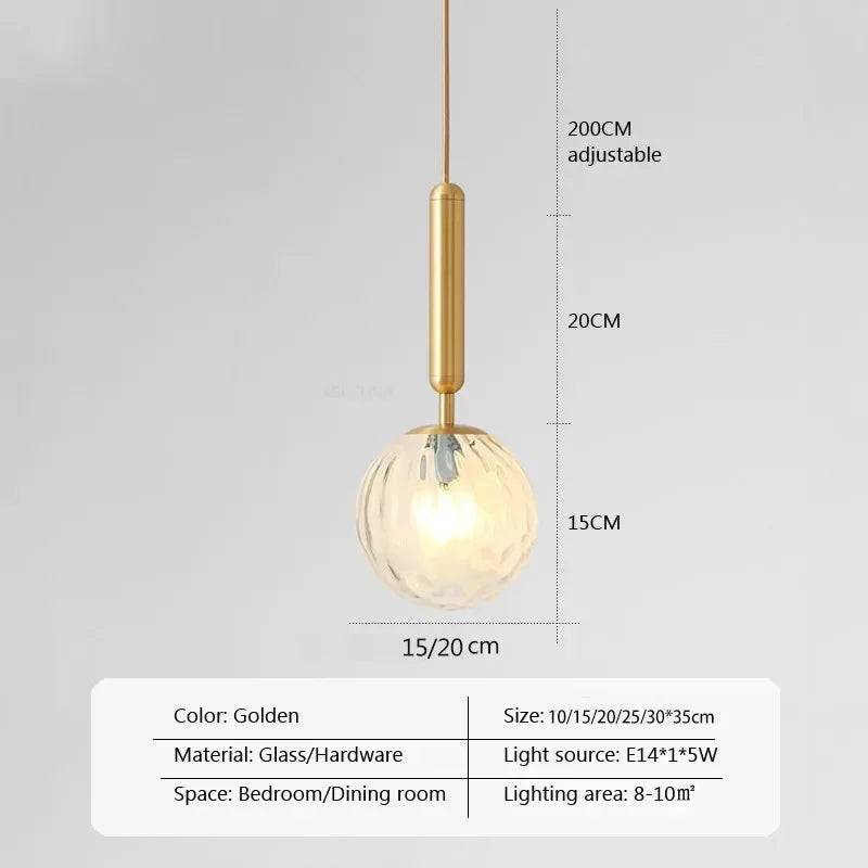 Luminaire Suspension finition dorée en boule – Référence : Joran5647-ILLUMEEN.COM