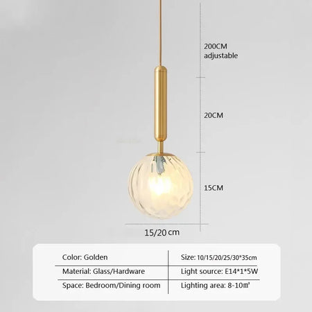 Luminaire Suspension finition dorée en boule – Référence : Joran5647-ILLUMEEN.COM