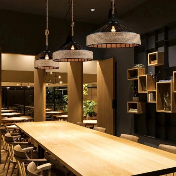 Luminaire Suspension finition chanvre rétro – Référence : Marvyn2457-ILLUMEEN.COM