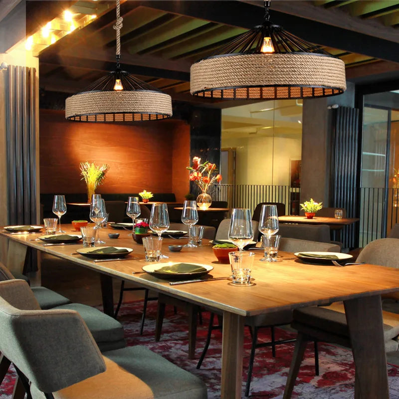 Luminaire Suspension finition chanvre rétro – Référence : Marvyn2457-ILLUMEEN.COM