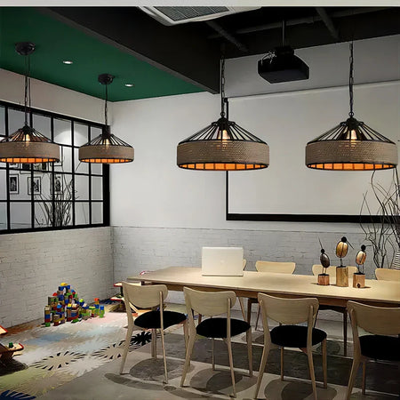 Luminaire Suspension finition chanvre rétro – Référence : Marvyn2457-ILLUMEEN.COM