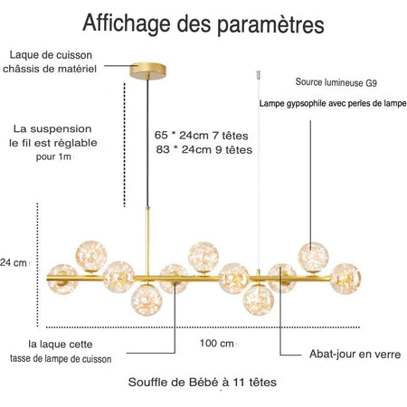 Luminaire Suspension finition en verre transparent – Référence : Isandre1294-ILLUMEEN.COM
