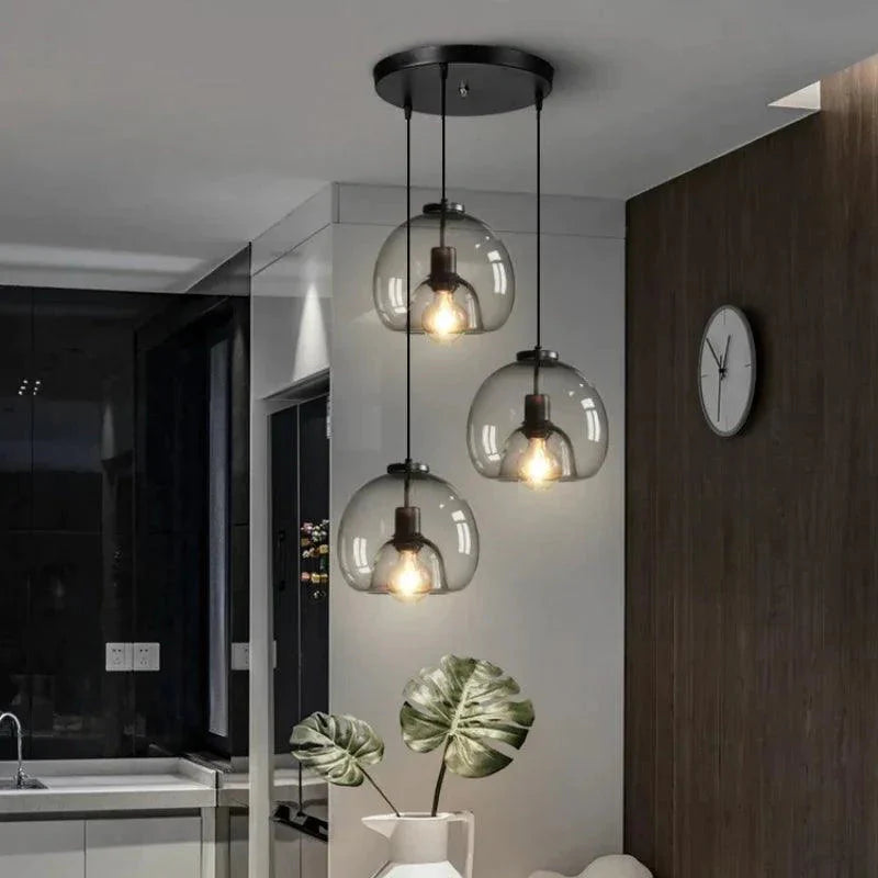 Luminaire Suspension fer forgé et verre fumé – Référence : Naël4723-ILLUMEEN.COM