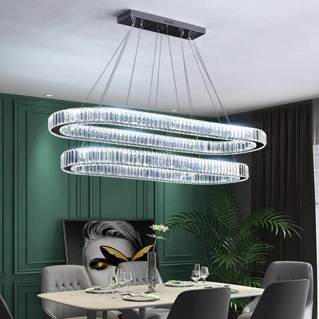 Luminaire Suspension métal et cristal avec lumière ajustable – Référence : Nélis4723-ILLUMEEN.COM