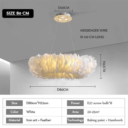 Luminaire Suspension design contemporain en plumes – Référence : Marilou6732-ILLUMEEN.COM