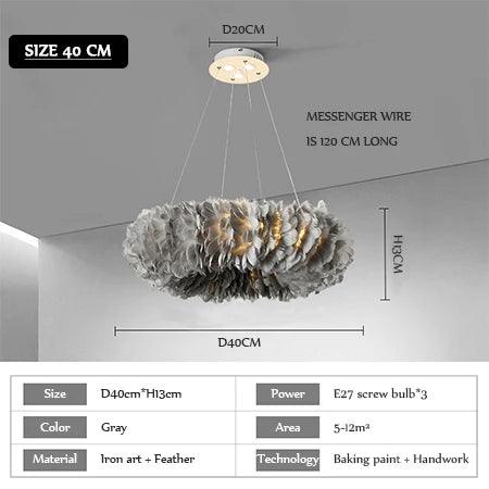 Luminaire Suspension design contemporain en plumes – Référence : Marilou6732-ILLUMEEN.COM